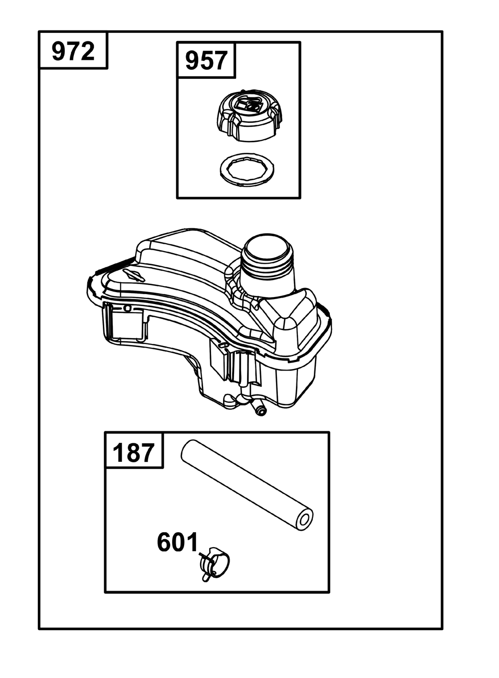 Fuel Supply Group Diagram and Parts List for 08P602-0029-H5 020000 - 09Z999 Briggs and Stratton Engine